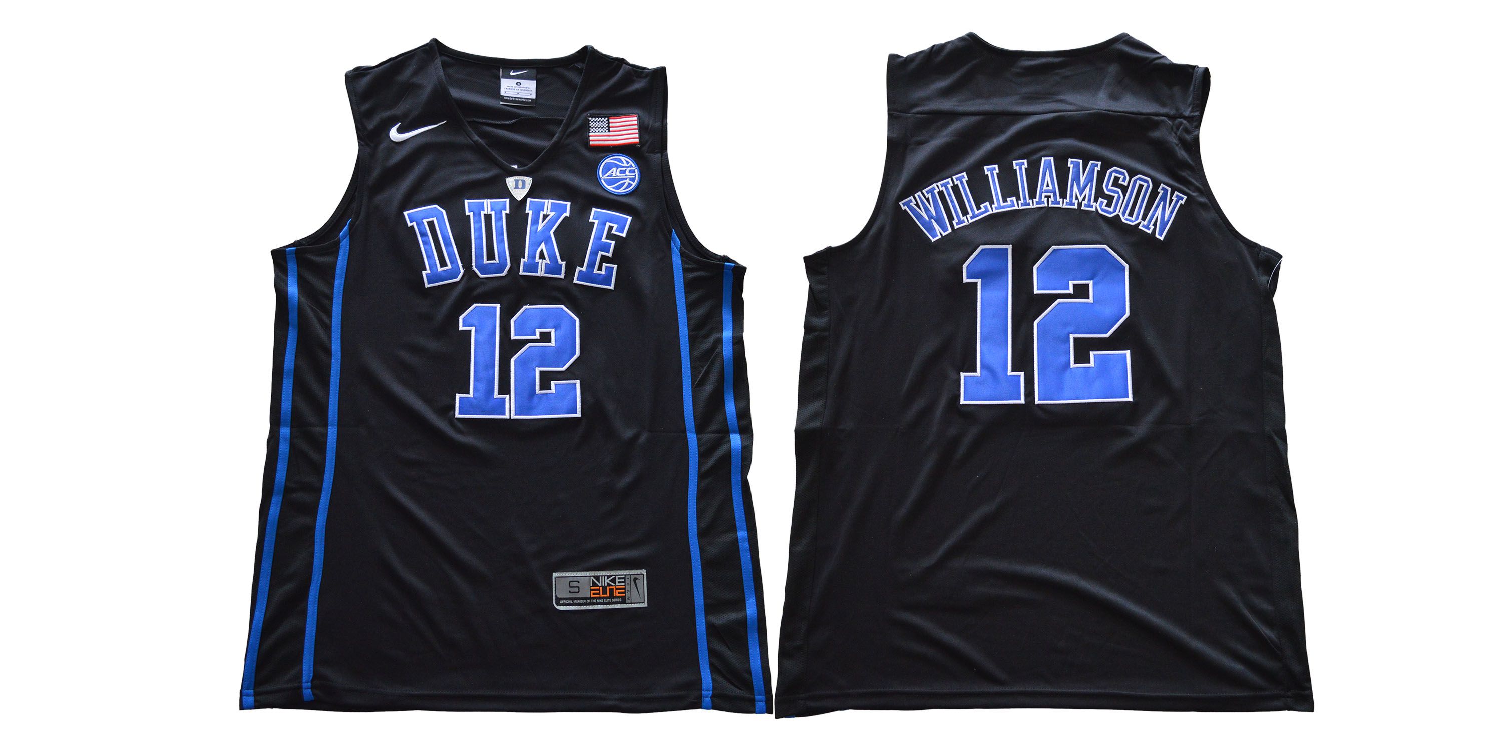 Men Duke Blue Devils #12 Williamson Black Nike NCAA Jerseys